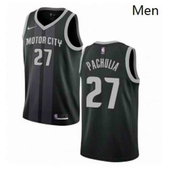 Mens Nike Detroit Pistons 27 Zaza Pachulia Swingman Black NBA Jersey City Edition